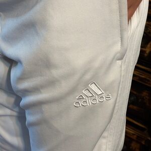 Adidas White Athletic Shorts Smooth Fabric